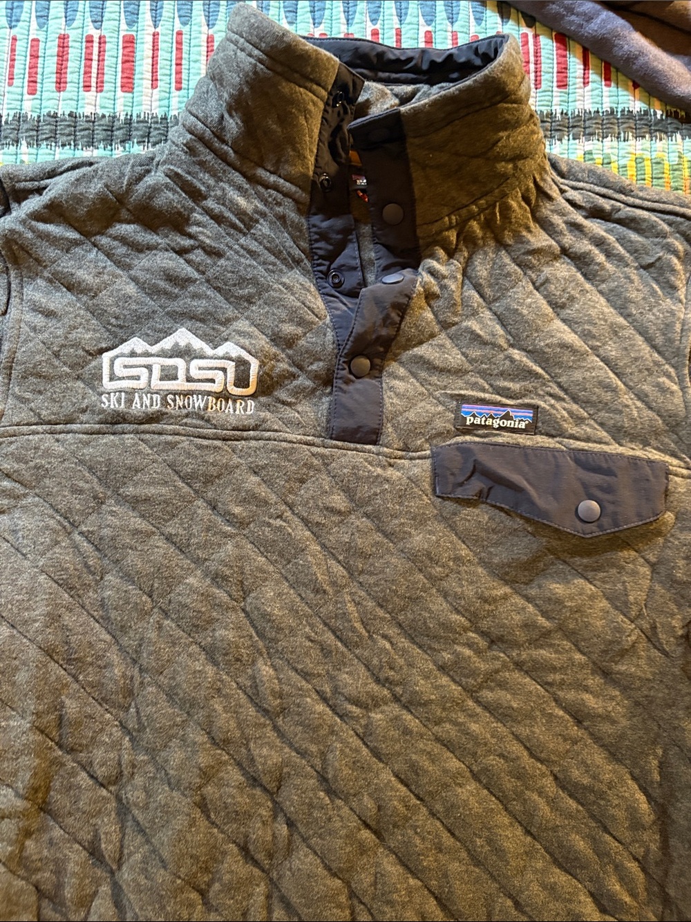 Patagonia Grey Quilted Pullover with Chest Pocket